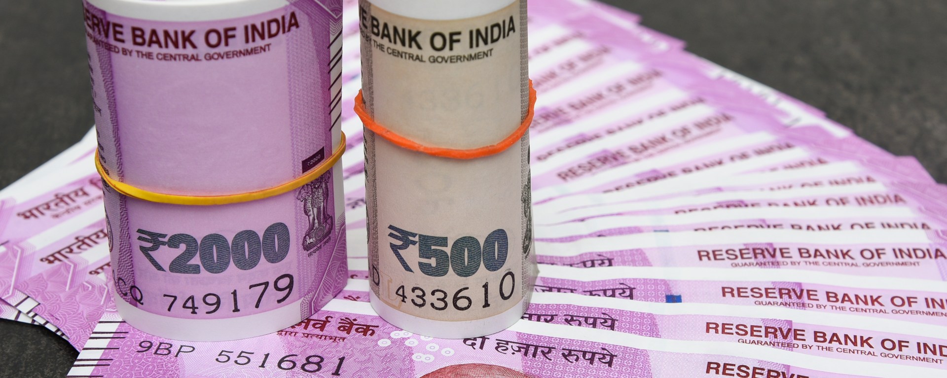 Indian banknotes with Gandhi's face