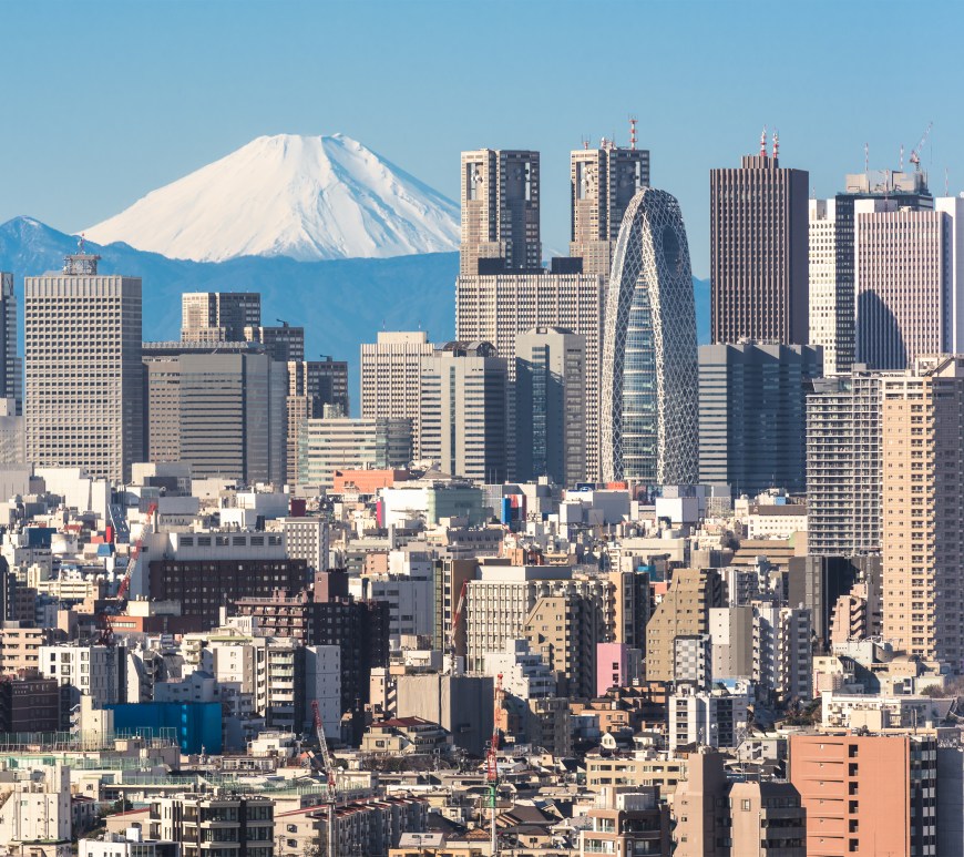 City with mountain in the background